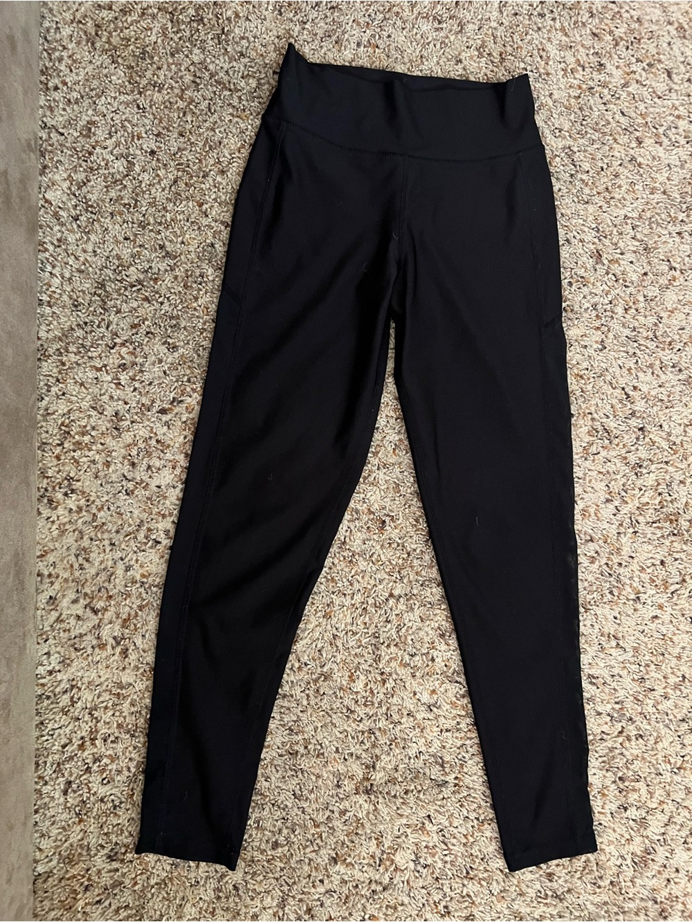Aldo Black High-Waist Leggings with mesh detail along both side of legs